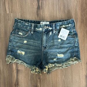 Free People Distressed Denim Shorts - Blue